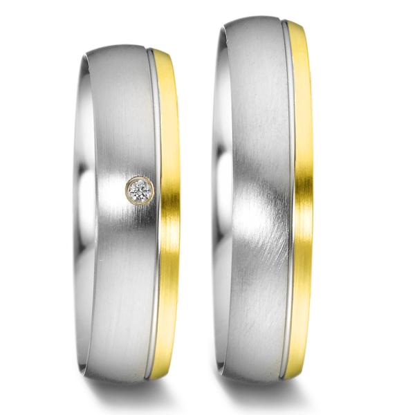 Weidner Trauringe Weiss-Gelbgold 62038 + 72038